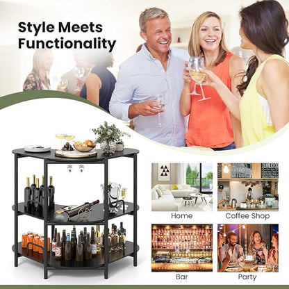Giantex 3-Tier Bar Table, Corner Bar Cabinet, Liquor Home Bar Unit - Image 8
