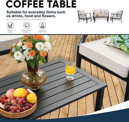 4 Piece Outdoor Patio Furniture Set, Oversized Metal Conversation Set - Image 6