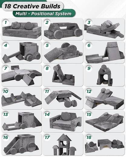 Lunix LX15 14pcs Modular Kids Play Couch, Design-Patent Child Sectional Sofa - Image 7