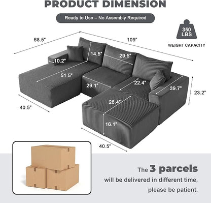 Weture 108” Modular Sectional Couches, Modern Modular U-Shape Sofa - Image 2