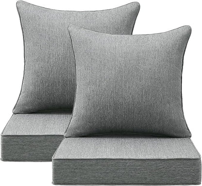 Outdoor Deep Seat & Back Cushion Set, 24 x 24 Inch Water Repellent and Fade by Supflourishia