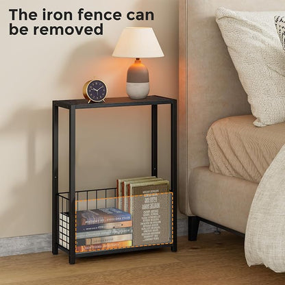 Homleke Narrow Side Table with Magazine Holder, Skinny End Table Perfect - Image 7