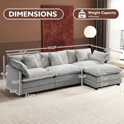 Ihanherry 111.4" L Shaped Modern Sofa Modular Sectional Cloud Couch - Image 2