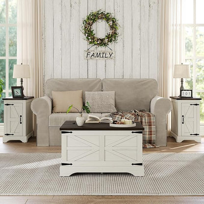 Furnideco Farmhouse Lift Top Coffee Table, Square Wood Center Table - Image 5