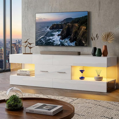 Bestier TV Stand for 55/60/65 Inch TV, High Gloss Modern TV Stand by Bestier