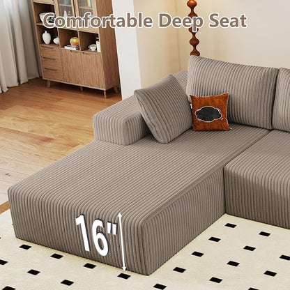 95" Cloud Sectional Couch with L-Shape Chaise, Modular Comfy Sofa Chaise Longue - Image 8