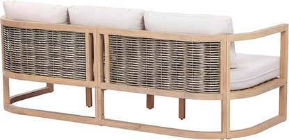 Merax 4 Piece Rattan Woven Paito Conversation Set, All-Weather Acacia Wood 3 - Image 5