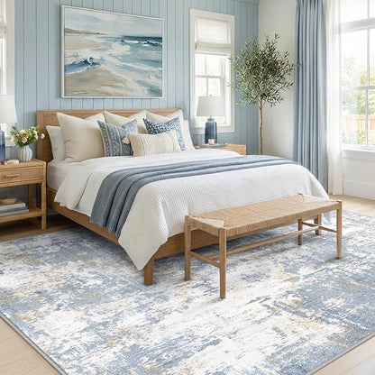 RELEANY Washable Area Rugs 9'x12' Non-Slip Modern Abstract Soft - Image 3
