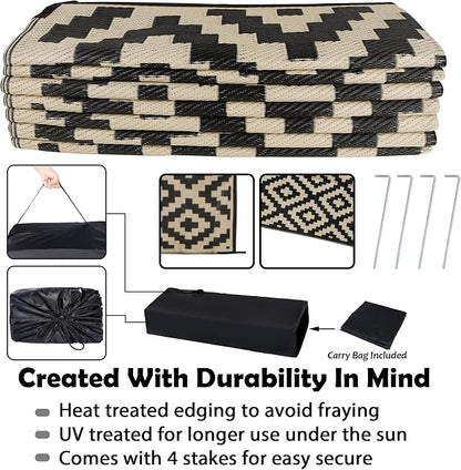 SAND MINE Reversible Mats, Plastic Straw Rug, Modern Area Rug, Large Floor Mat - Image 4