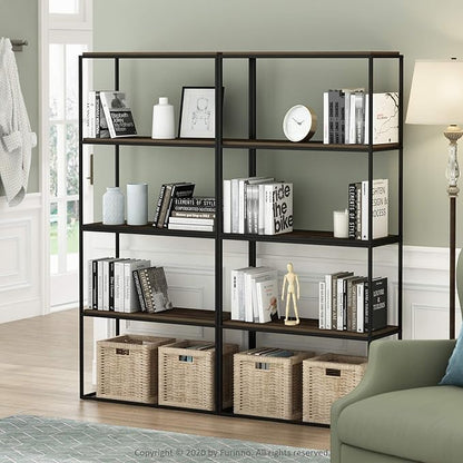 Furinno Moretti Modern Wide Stackable Metal Shelf, Columbia Walnut - Image 2