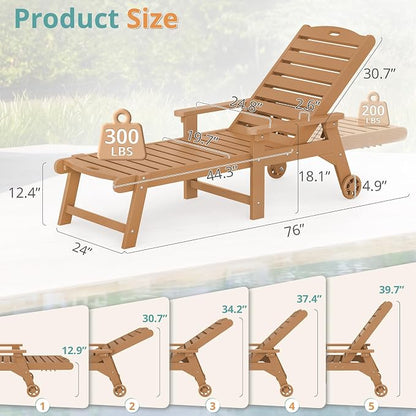 LUE BONA Lounge Chair Outdoor, HDPS Chaise Lounge Outdoor - Image 7