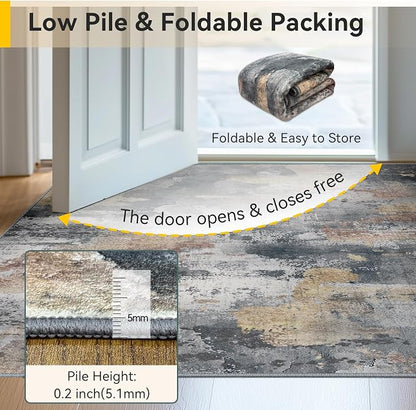 RELEANY Washable Area Rugs 8'x10' Non-Slip Modern Abstract Soft - Image 6