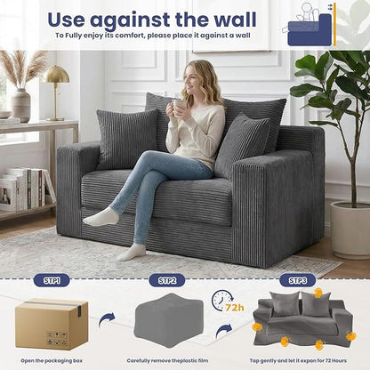 3-in-1 Convertible Sofa Bed, Boneless Loveseat Sleeper & Folding Couch Bed - Image 7