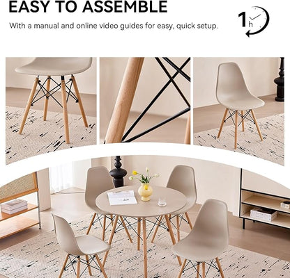 5-Piece Round Dining Table Set, Small 31.5" Kitchen Table Chairs Set of 4 Space - Image 7