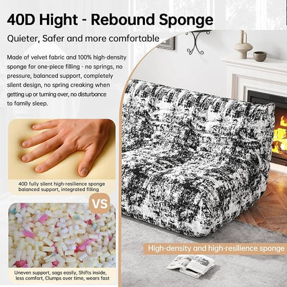 Bean Bag Chairs for Adults, Memory Foam Couch Loveseat Sofa Chair, Soft Teddy - Image 4