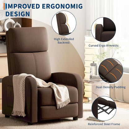 GarveeHome Linen Fabric Manual Recliner Chair, - Image 5
