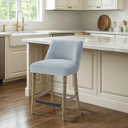 Martha Stewart Delaney Upholstered Mid-Century Modern Counter Stool - Image 2