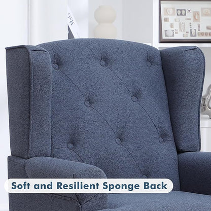 Accent Chair Set of 2, Mid Century Modern Fabric Wingback Chair, Upholstered - Image 6
