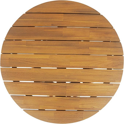 Merax Patio Outdoor Acacia Wood Round Coffee Table - Image 4