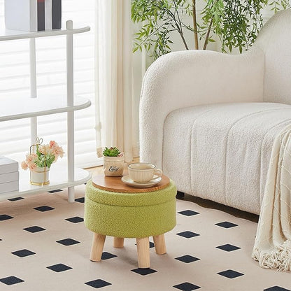 Wimarsbon Storage Ottoman, Modern Round Footrest - Image 2
