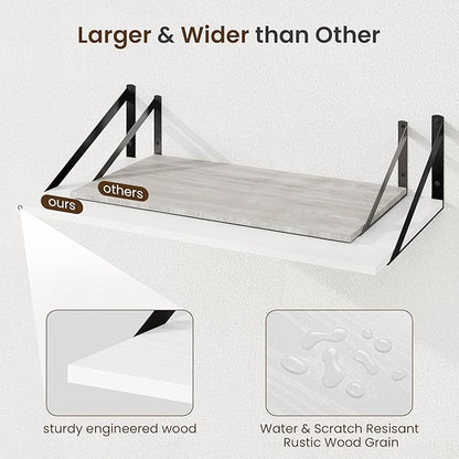 Fun Memories Floating Shelves for Wall, 12 Inch Deep Floating Shelves Set of 2 - Image 6