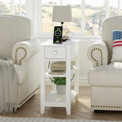 ChooChoo Narrow End Table with Charging Station, Side Table Living Room with - Image 4