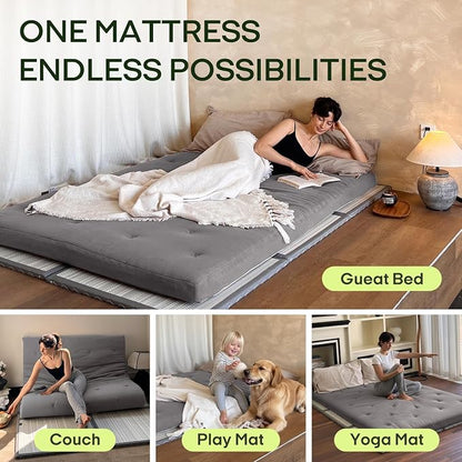 ZonLi Japanese Floor Futon Mattress Queen Size 80"x 60", 100% Cotton Cover - Image 4
