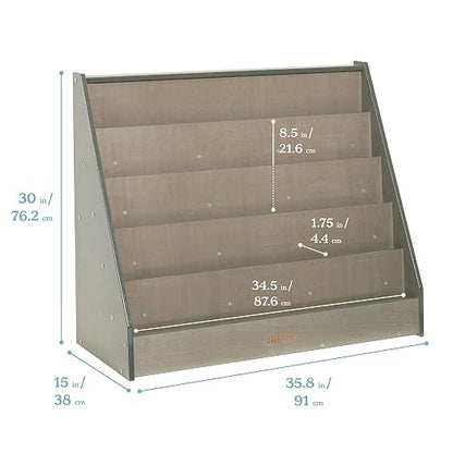 ECR4Kids Single-Sided Wooden Book Storage and Display, Montessori Furniture - Image 3