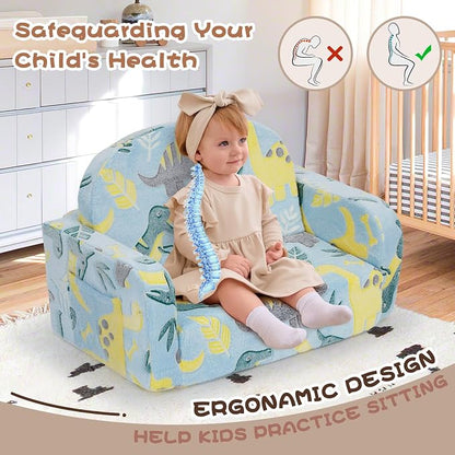Extra Wide Kids Couch, 2-in-1 Soft Toddler Couch - Image 6