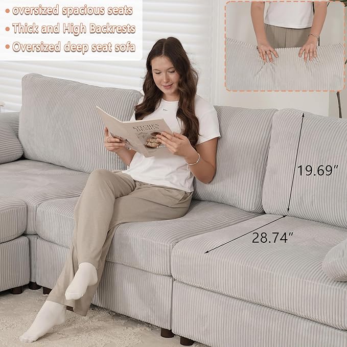 EASE MOOSE Oversized Sectional Modular Sofa, Large L Sectional Couch Wide Deep - Image 5