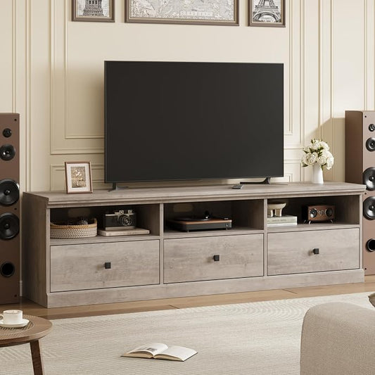 IDEALHOUSE 70in TV Stand for TVs up to 80", Mid Century Modern Entertainment by IDEALHOUSE