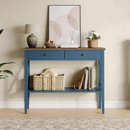 ChooChoo Console Table with Drawers, Narrow Wood Accent Sofa Table Entryway - Image 3