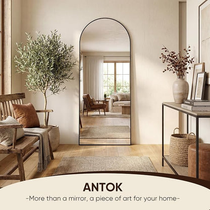 Antok 64" x21” Arched Full Length Floor Mirror, Free Standing/Wall Mount/Leaning - Image 4