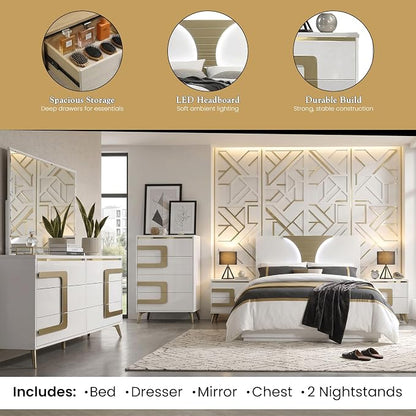 Kings Brand Furniture Claire 6-Piece King Size Bedroom Set - Image 4