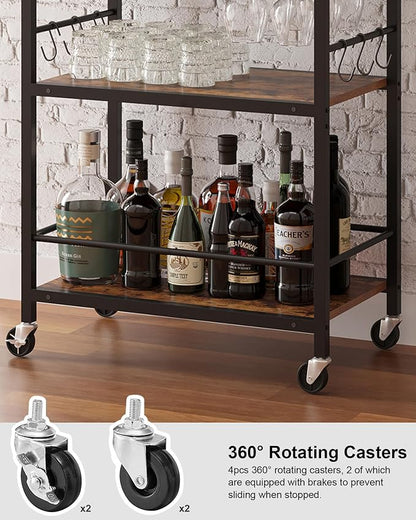TUTOTAK Bar Cart, Home Bar Serving Cart, Microwave Cart, Drink Cart, Mobile - Image 4