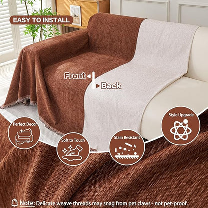 DREAMINGO Sofa Covers Washable Thick Chenille Couch Cover - Image 3