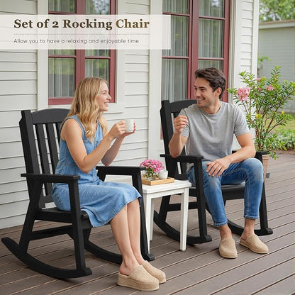 Greesum Set of 2 Outdoor Rocking Chair, 300lbs All-Weather Patio Rocker - Image 6