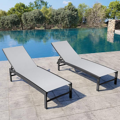 Crestlive Products Chaise Lounge Chair Outdoor Set of 2, Adjustable 5 Positions by CrestliveProducts