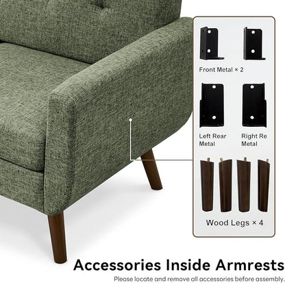 Tbfit 65" W Loveseat Sofa, Mid Century Modern Couches Love Seats - Image 8