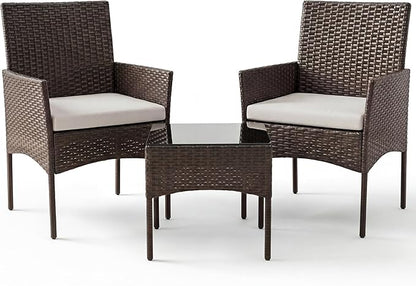 Sweetcrispy 3 Piece Patio Furniture Set, All-Weather Outdoor Conversation Set by Sweetcrispy