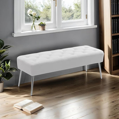 DUHOME Button-Tufted Ottoman Bench, Upholstered Footrest Stool Rectangular - Image 7