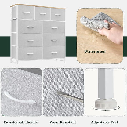 9-Drawer Dresser for Bedroom, Anti-Tip Tall Storage Organizer Chest of Drawers - Image 6