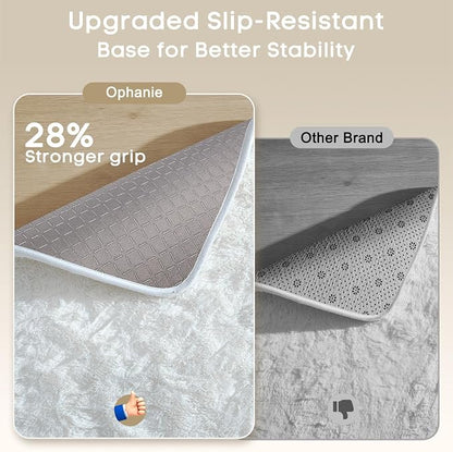Ophanie Small Rug Washable Non Slip Throw Bedside Area Rugs, Fluffy Soft White - Image 4