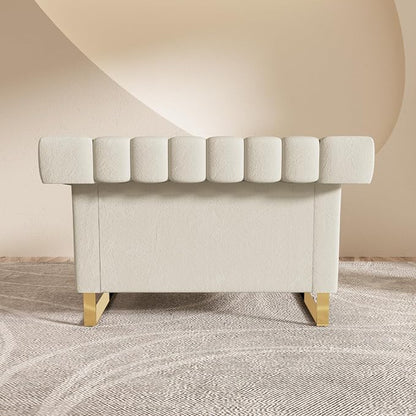 Mid-Century Modern Beige Velvet Single Sofa - Image 4