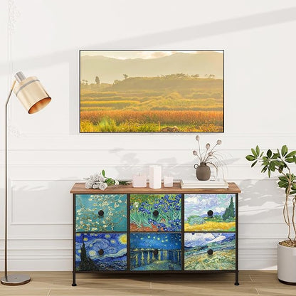 EXOTICA 6 Drawer Dresser for Bedroom Van Gogh Chest of Drawers Wide TV Stands - Image 7