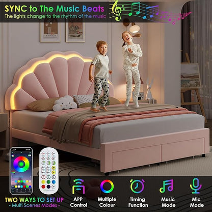 HIFIT Full Size Upholstered Smart LED Bed Frame - Image 5