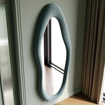 Honyee Full Length Mirror, Flannel Wrapped Wooden Frame Full Body Mirror - Image 3