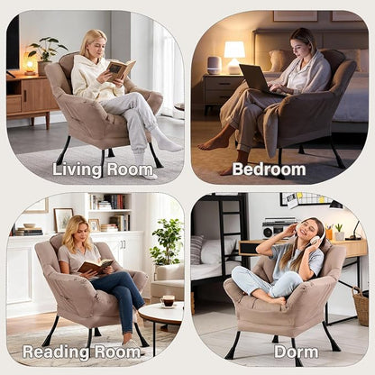 MBOOYOME Lazy Chair, Modern Soft Reading Chair Accent Contemporary Sofa Chair - Image 5