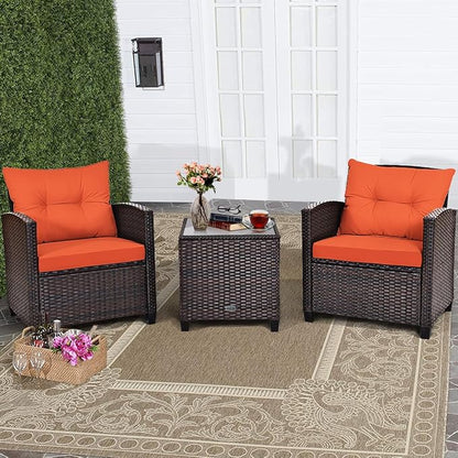Tangkula 3 Pieces Patio Furniture Set, PE Rattan Wicker 3 Pcs Outdoor Sofa Set - Image 8