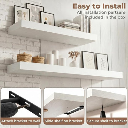 FLYJOE Floating Shelves for Wall, 48 Inch Floating Shelves Set of 2, Kitchen - Image 6